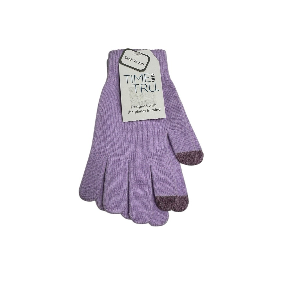 Time and Tru Womens Tech Touch‎ Knitted Gloves One Size Purple 31002105